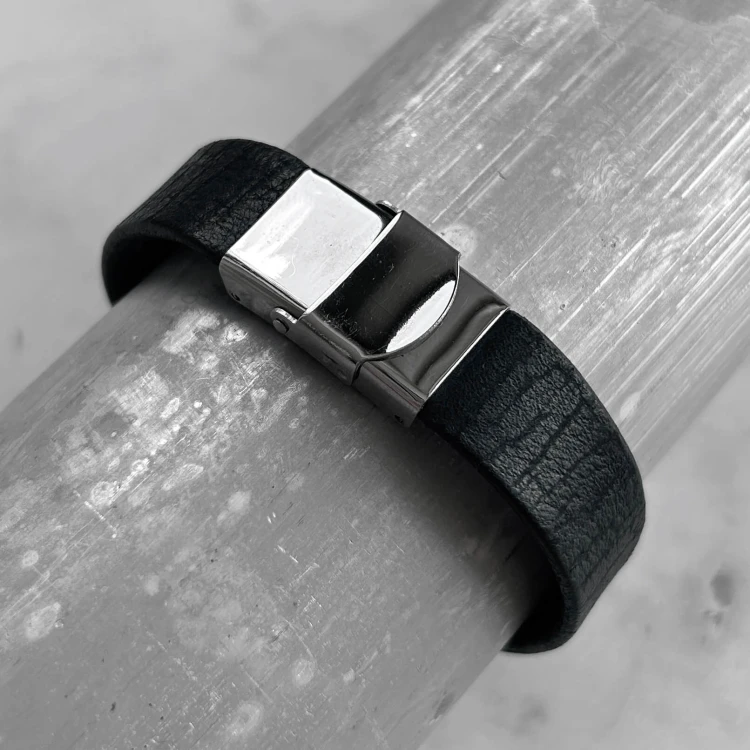 Bransoletka 14 mm | czarna buffalo